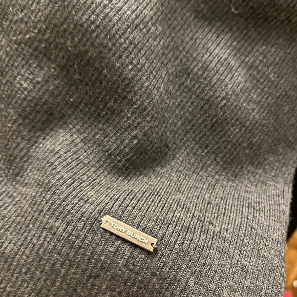 Tory Burch Gray Ribbed Knit Merino Wool Turtleneck Sweater size XL - Picture 2 of 9